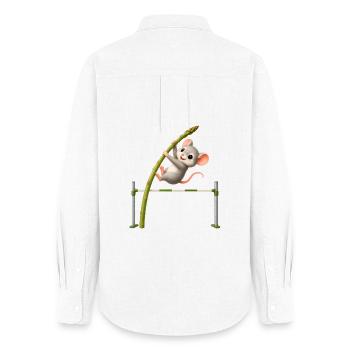 Dessin animé drôle de souris asperges au saut en hauteur - Chemise Oxford Femme - blanc - Dos - AI Model Female 172 light (172cm)
