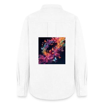Colorful berries and butterflies - Women's Oxford Shirt - white - Back - AI Model Female 172 light (172cm)