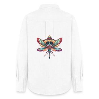 Libelle Lustig Sombrero - Frauen Oxford Hemd - Weiß - Hinten - AI Model Female 172 light (172cm)