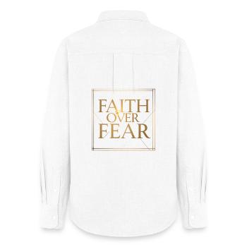 faith over fear - Women's Oxford Shirt - white - Back - AI Model Female 172 light (172cm)