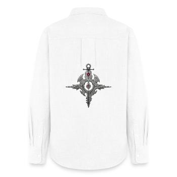 Sacred Fragment Cross Symbol – Mystical Sigil - Women's Oxford Shirt - white - Back - AI Model Female 172 light (172cm)