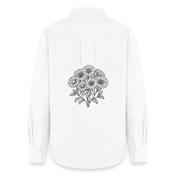 Bouquet de marguerites - Chemise Oxford Femme - blanc - Dos - AI Model Female 172 light (172cm)