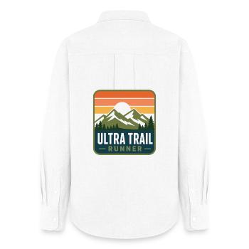 Ultra Trail Runner Retro Mountain Patch - Women's Oxford Shirt - white - Back - AI Model Female 172 light (172cm)