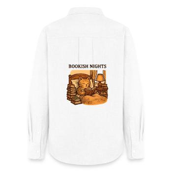 Moisson de chats des Nuits Livres - Chemise Oxford Femme - blanc - Dos - AI Model Female 172 light (172cm)