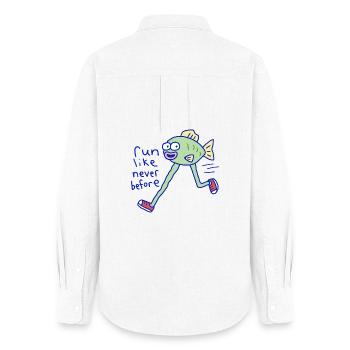 Lauf wie nie zuvor - Frauen Oxford Hemd - Weiß - Hinten - AI Model Female 172 light (172cm)