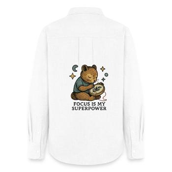 Focus: Superpower Bear Embroidery - Women's Oxford Shirt - white - Back - AI Model Female 172 light (172cm)