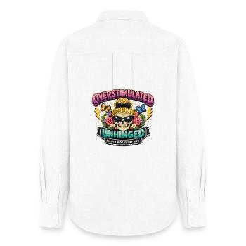 Overstimulated Unhunged Patch Geschenk - Frauen Oxford Hemd - Weiß - Hinten - AI Model Female 172 light (172cm)