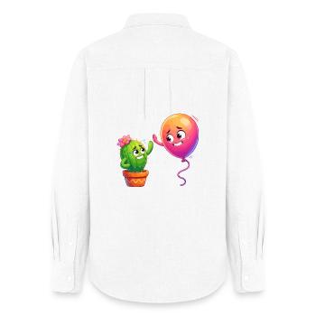Amitié Ballon Cactus - Chemise Oxford Femme - blanc - Dos - AI Model Female 172 light (172cm)