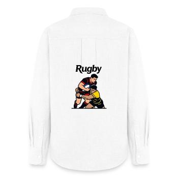 rugby sport - Women's Oxford Shirt - white - Back - AI Model Female 172 light (172cm)