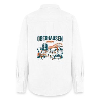 Oberhausen Germany Gasometer And Skybridge Skyline - Frauen Oxford Hemd - Weiß - Hinten - AI Model Female 172 light (172cm)