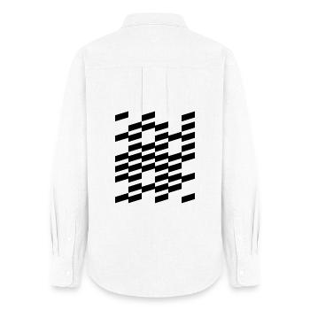 geometric bold lines design - Women's Oxford Shirt - white - Back - AI Model Female 172 light (172cm)