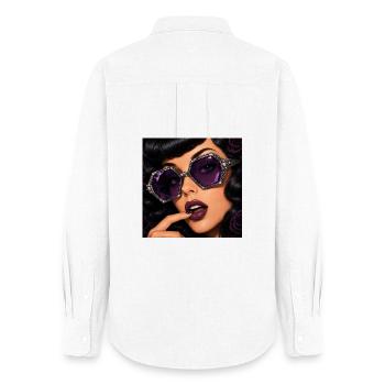 Amethyst Noire Retro Glamour Portrait - Women's Oxford Shirt - white - Back - AI Model Female 172 light (172cm)