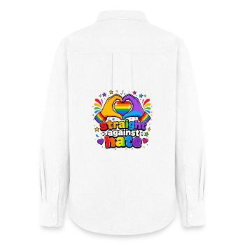 Straight Against Hate Rainbow Pride Equality - Women's Oxford Shirt - white - Back - AI Model Female 172 light (172cm)