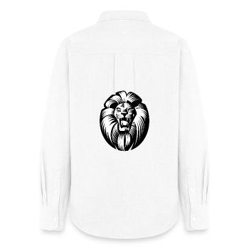 Lion Prédateur – Graphique vectoriel monochrome - Chemise Oxford Femme - blanc - Dos - AI Model Female 172 light (172cm)