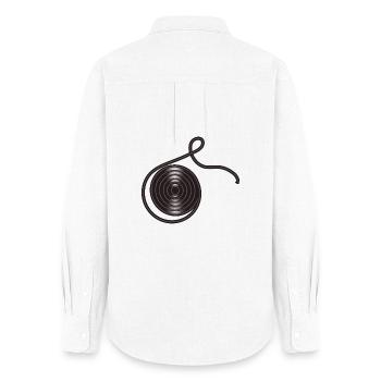 réglisse noire roulée comme un escargot. - Chemise Oxford Femme - blanc - Dos - AI Model Female 172 light (172cm)