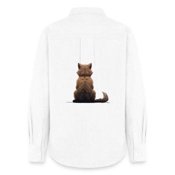 Burma-Katze - Frauen Oxford Hemd - Weiß - Hinten - AI Model Female 172 light (172cm)