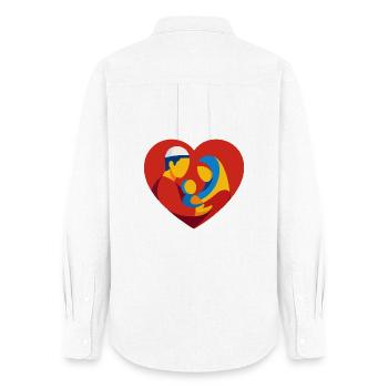 Colorful Muslim Family in Heart - Women's Oxford Shirt - white - Back - AI Model Female 172 light (172cm)