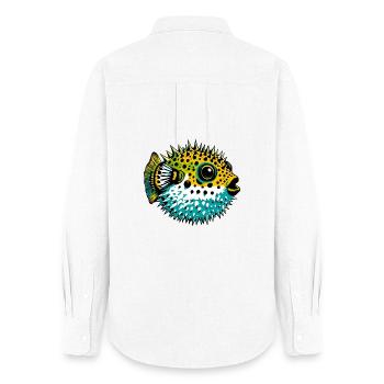 Kugelfisch - Frauen Oxford Hemd - Weiß - Hinten - AI Model Female 172 light (172cm)