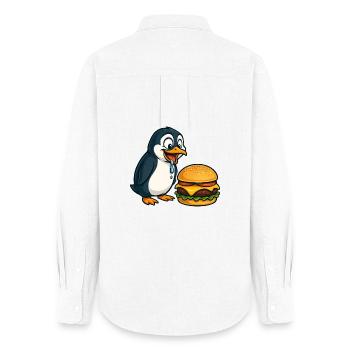 drôle pingouin cheeseburger dessin animé de restauration rapide - Chemise Oxford Femme - blanc - Dos - AI Model Female 172 light (172cm)