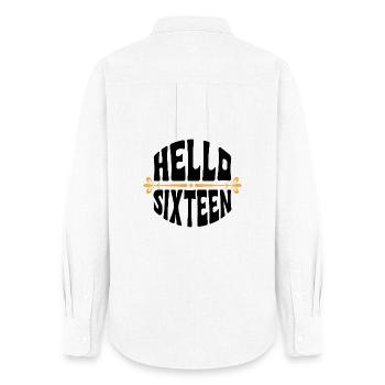Hallo Sixteen 16 Year OldDesign - Frauen Oxford Hemd - Weiß - Hinten - AI Model Female 172 light (172cm)