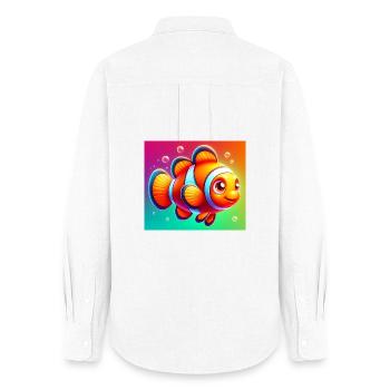 Poisson-clown - Chemise Oxford Femme - blanc - Dos - AI Model Female 172 light (172cm)
