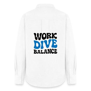 Work Dive Balance Scuba Diving Gift - Women's Oxford Shirt - white - Back - AI Model Female 172 light (172cm)