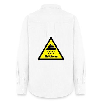 Caution shit / flame was [2 color] - Women's Oxford Shirt - white - Back - AI Model Female 172 light (172cm)