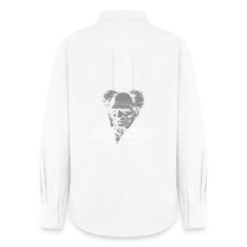 Schopenhauer Portrait Quote - Women's Oxford Shirt - white - Back - AI Model Female 172 light (172cm)