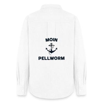 Moin Pellworm – Maritimes Anker-Design - Frauen Oxford Hemd - Weiß - Hinten - AI Model Female 172 light (172cm)