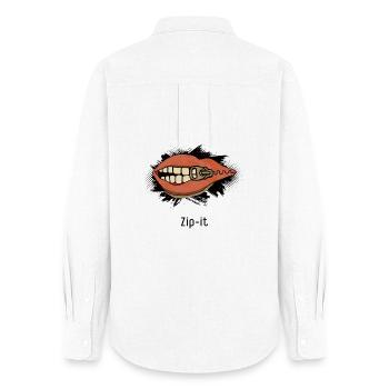 Zip it – cheeky statement in a pop art look - Women's Oxford Shirt - white - Back - AI Model Female 172 light (172cm)