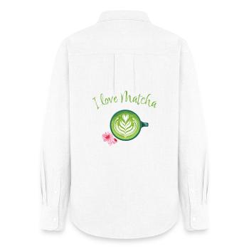 Matcha love - Women's Oxford Shirt - white - Back - AI Model Female 172 light (172cm)