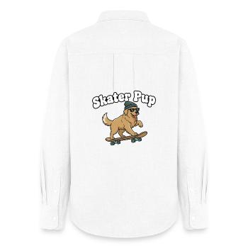 Skater Pup on Skateboard - Women's Oxford Shirt - white - Back - AI Model Female 172 light (172cm)