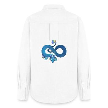 Blue Ink Spirits - Dragon Bleu Arc-En-Ciel Infini - Chemise Oxford Femme - blanc - Dos - AI Model Female 172 light (172cm)