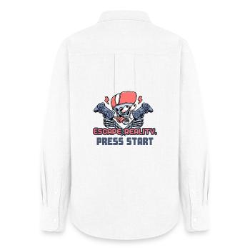 Évasion de la réalité | Appuyez sur Start Gaming Merch - Chemise Oxford Femme - blanc - Dos - AI Model Female 172 light (172cm)
