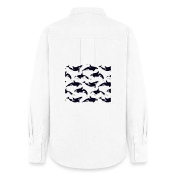 Schwarzweiße Orca Mustermuster - Frauen Oxford Hemd - Weiß - Hinten - AI Model Female 172 light (172cm)