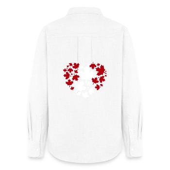 Maple Leaf Heart Pattern - Women's Oxford Shirt - white - Back - AI Model Female 172 light (172cm)