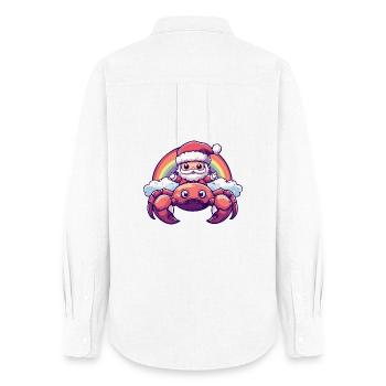 Krebs Krabbe Weihnachtsmann Weihnachten - Frauen Oxford Hemd - Weiß - Hinten - AI Model Female 172 light (172cm)