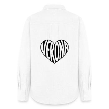 Vérone Italie Typographie du cœur - Chemise Oxford Femme - blanc - Dos - AI Model Female 172 light (172cm)