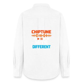 Chiptune ballert anders | 8-Bit Musik Humor - Frauen Oxford Hemd - Weiß - Hinten - AI Model Female 172 light (172cm)