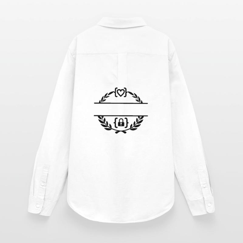 Code mit Herz und Code mit Schloss in Lorbeerkranz m Frauen Oxford Hemd