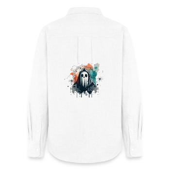 Halloween cute ghost - Women's Oxford Shirt - white - Back - AI Model Female 172 light (172cm)