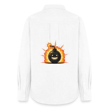 Dessin animé de bombe explosive avec un sourire - Chemise Oxford Femme - blanc - Dos - AI Model Female 172 light (172cm)