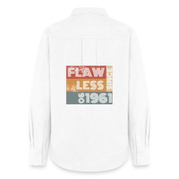 65. Birthday Flawless since 06/1961 - Women's Oxford Shirt - white - Back - AI Model Female 172 light (172cm)