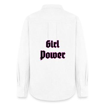 Girl Power Neon Outline - Women's Oxford Shirt - white - Back - AI Model Female 172 light (172cm)