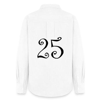 25. 25 YEARS. 25th ANNIVERSARY. 25 YEARS ANNIVERSARY. - Women's Oxford Shirt - white - Back - AI Model Female 172 light (172cm)
