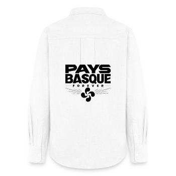 Pays Basque Forever Lauburu Vintage Design - Chemise Oxford Femme - blanc - Dos - AI Model Female 172 light (172cm)