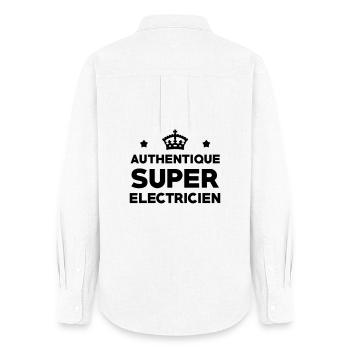 Authentique Super Électricien : Design Pro Métier - Chemise Oxford Femme - blanc - Dos - AI Model Female 172 light (172cm)