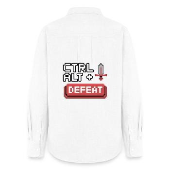 Strg Alt Entfernen Pixel Design - Frauen Oxford Hemd - Weiß - Hinten - AI Model Female 172 light (172cm)