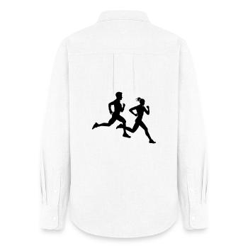 Duo de course – Équipe marathon - Chemise Oxford Femme - blanc - Dos - AI Model Female 172 light (172cm)