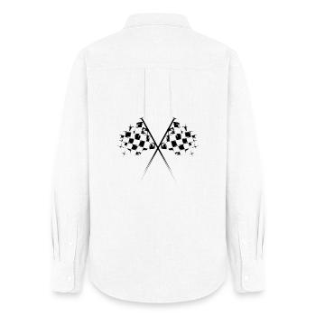 Icône du drapeau de course Illustration Icône du drapeau à damier - Chemise Oxford Femme - blanc - Dos - AI Model Female 172 light (172cm)